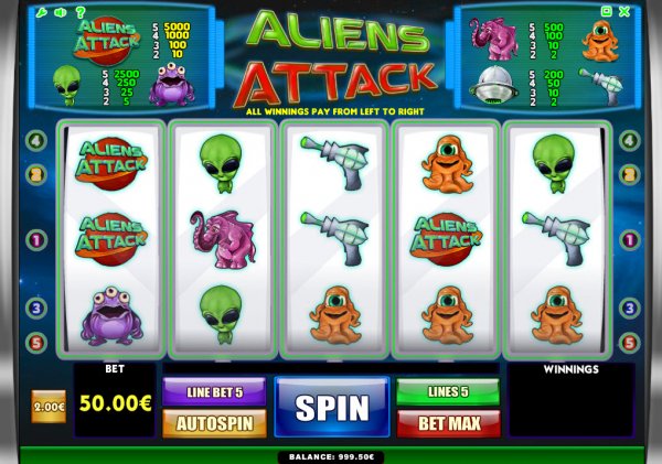 Aliens Attack Spielautomat Screenshot