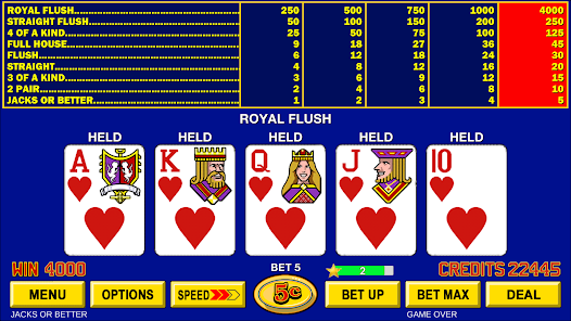 Bonus Poker 50 Spelen Screenshot