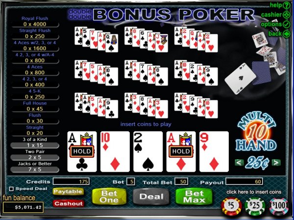 Dubbel Dubbel Bonus Poker 10 HÃ¤nder Skärmdump