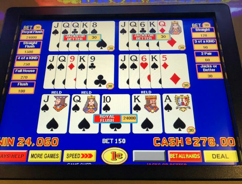 Jacks or Better Four Hand Video Poker Screenshot