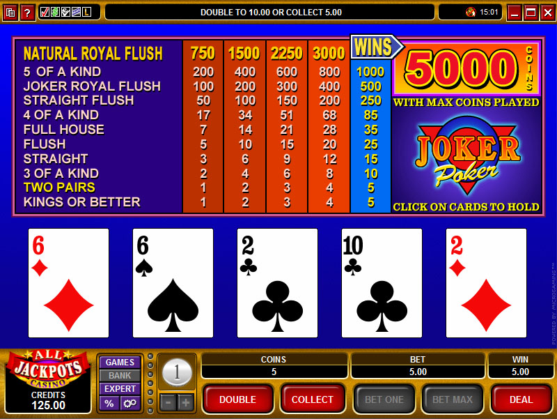 Joker Wild 100 Hand Video Poker Screenshot