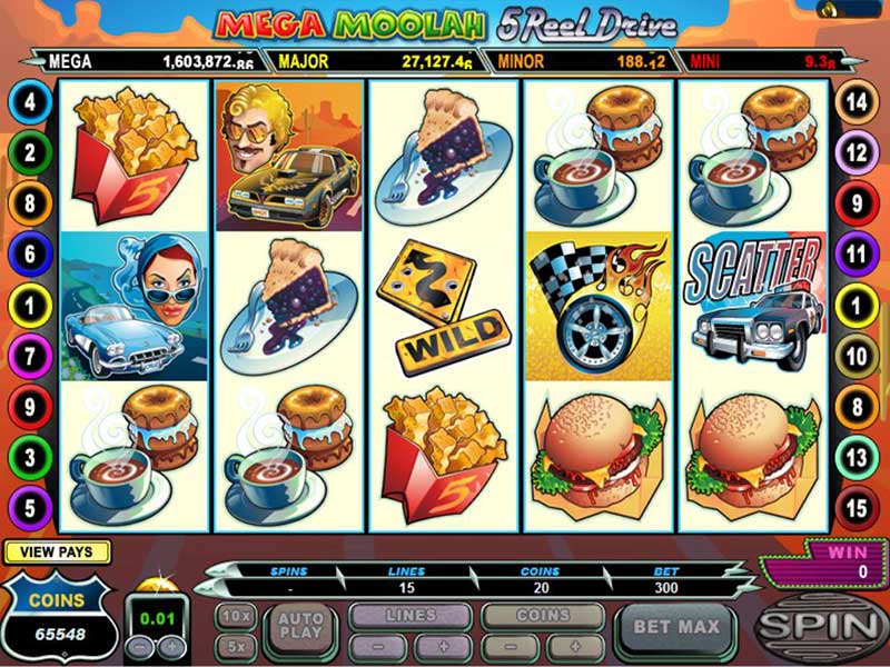 Mega Moolah 5-Reel Drive est une machine Ã  sous en ligne proposÃ©e sur notre site de casinos. Capture d'écran