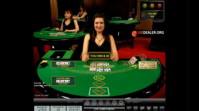 Drei-Karten-Poker Live Screenshot