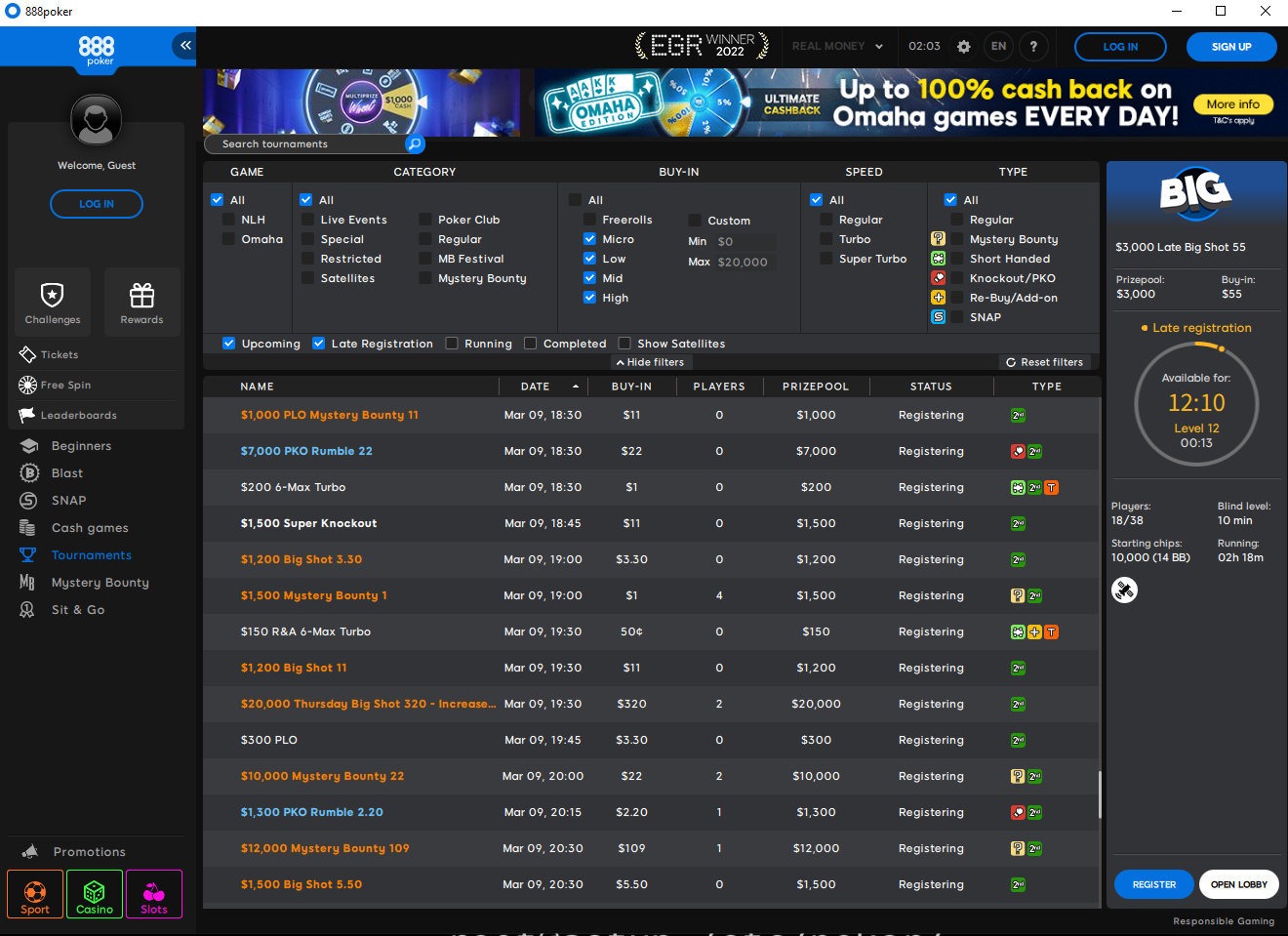 WSOP.com lobby screenshot