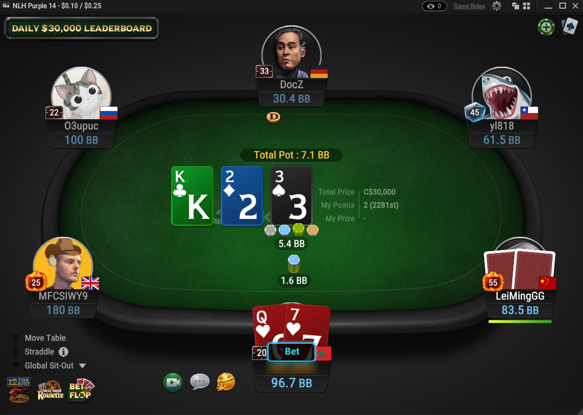 GG Poker table screenshot